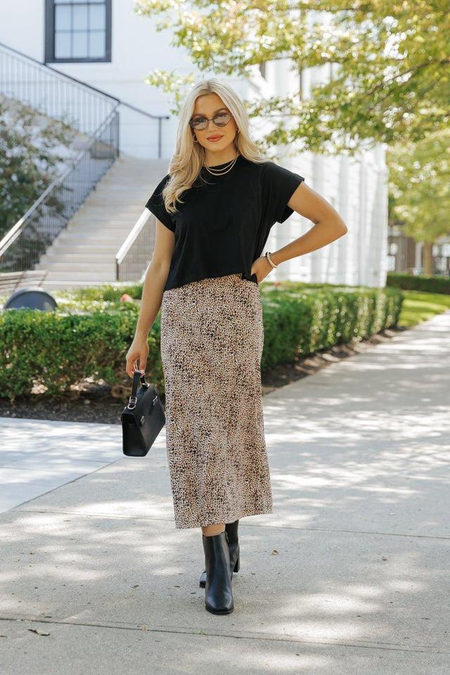 Brown Leopard Print Midi Skirt Female Product Image