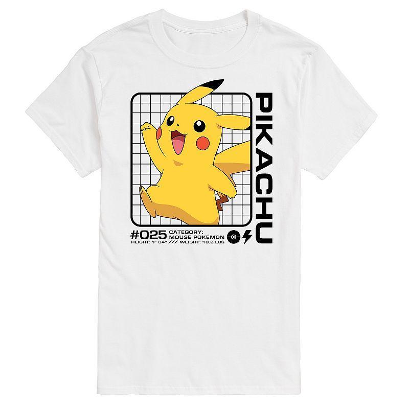 Big & Tall Pokemon Pikachus Stats Graphic Tee, Mens White Product Image