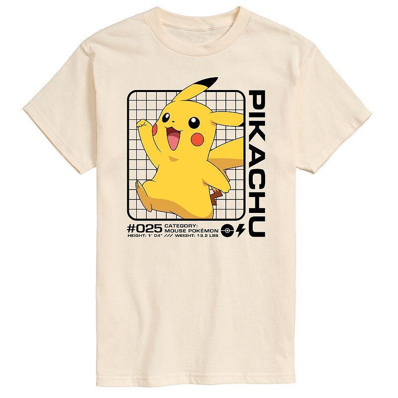 Big & Tall Pokemon Pikachus Stats Graphic Tee, Mens White Product Image