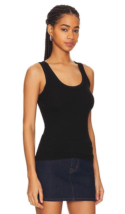 Enza Costa Silk Rib Bold Tank Top Black. (also in ). Product Image