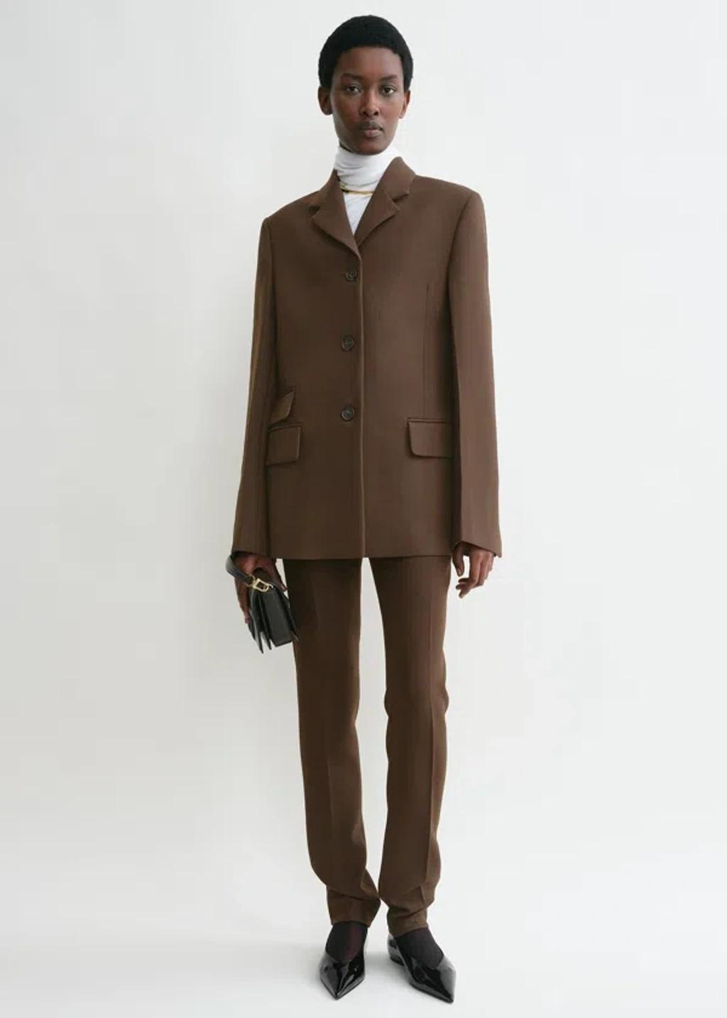 Straight Blazer Bark In Brown Product Image