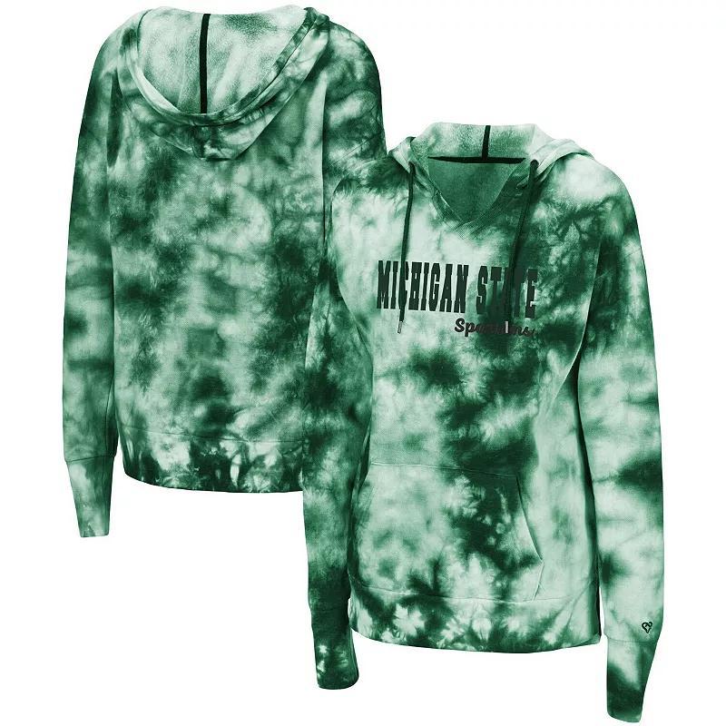 Womens Colosseum Michigan State Spartans Shavonee Tie-Dye Pullover Hoodie Product Image