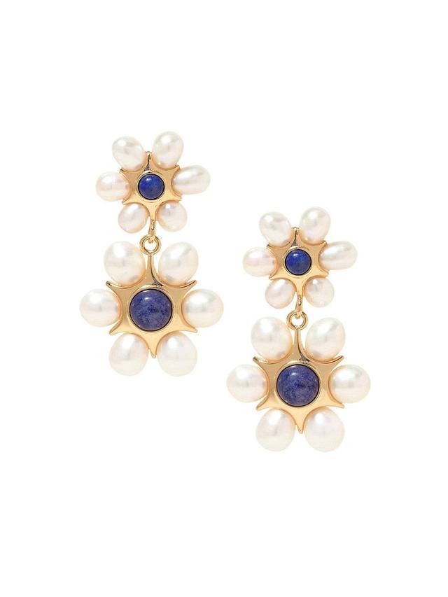 Womens Safi 14K-Gold-Plated, Freshwater Pearl & Lapis Lazuli Drop Earrings Product Image