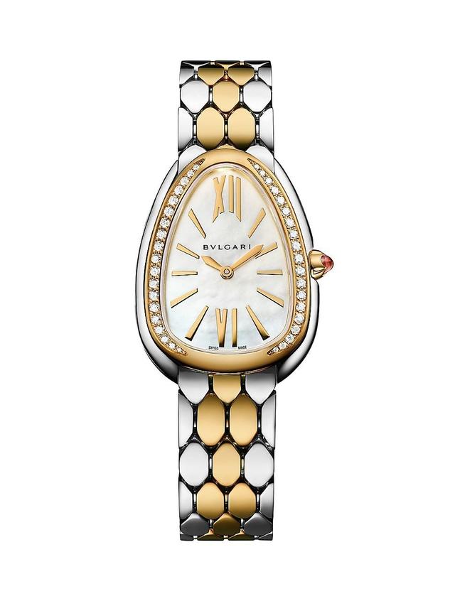 Womens Serpenti Seduttori Stainless Steel, 18K Yellow Gold & 0.39 TCW Diamond Bracelet Watch/33MM Product Image