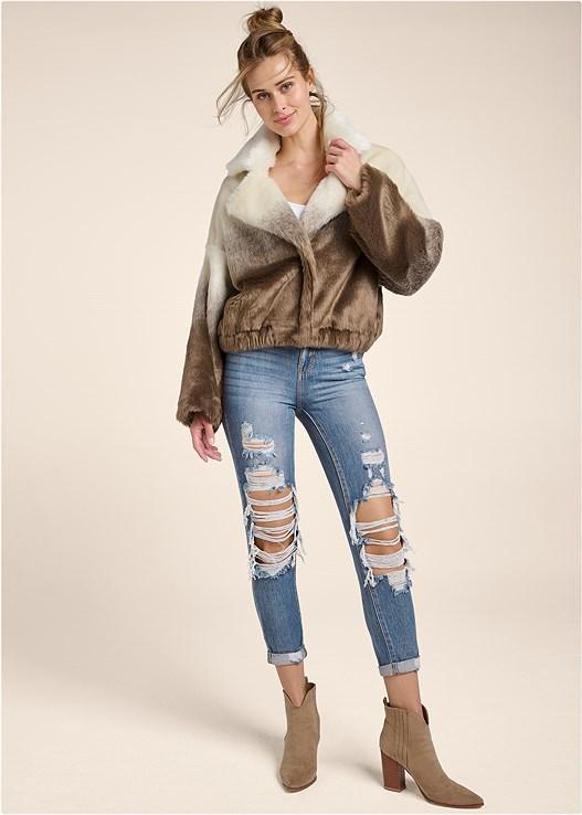 Faux-Fur Bomber Jacket Product Image