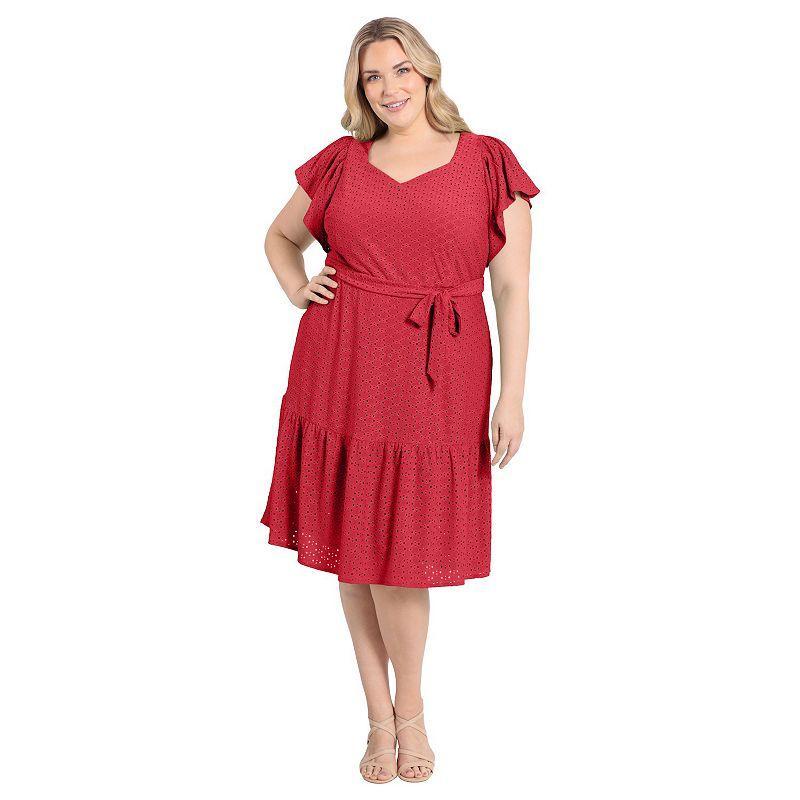 Plus Size London Times Tiered Ruffled Midi Dress, Womens product image