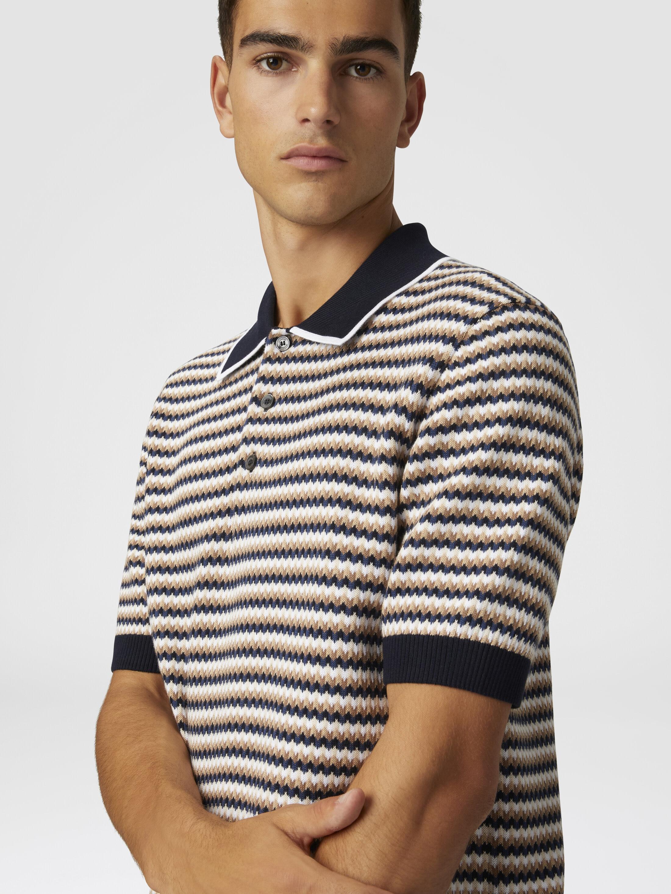 Zig zag cotton knit polo shirt Product Image