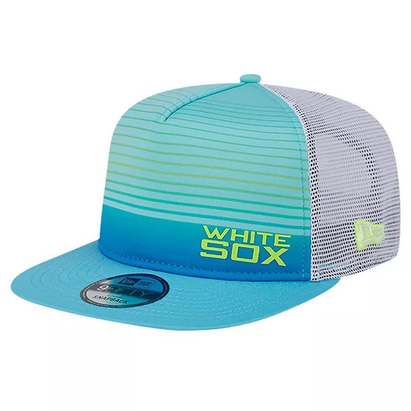 New Era Mens Aqua Chicago White Sox Neon Horizon A-Frame Trucker 9FIFTY Snapback Hat Product Image