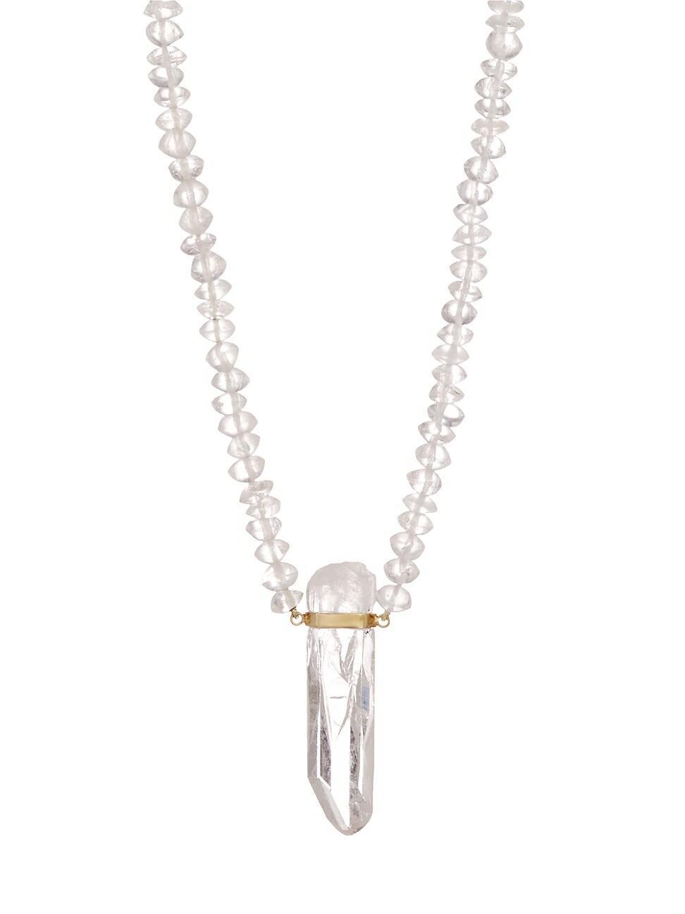 Womens Oracle 14K Gold & Crystal Quartz Bar Necklace Product Image