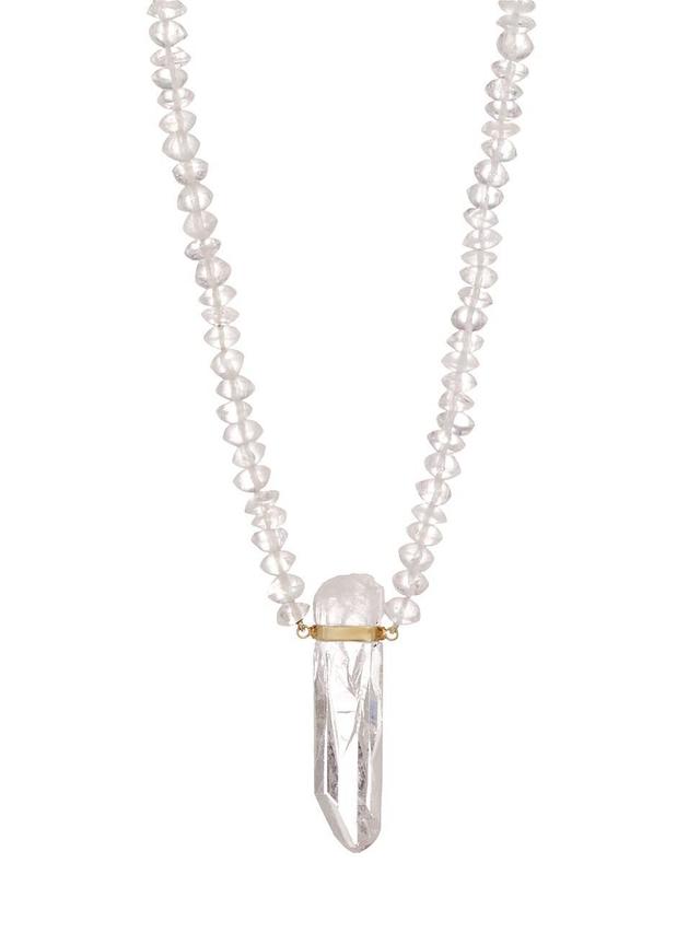 Womens Oracle 14K Gold & Crystal Quartz Bar Necklace Product Image