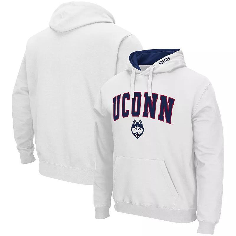 Mens Colosseum White UConn Huskies Arch & Logo 3.0 Pullover Hoodie Product Image