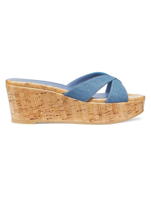 Womens Carmen 30MM Denim & Cork Wedge Sandals Product Image