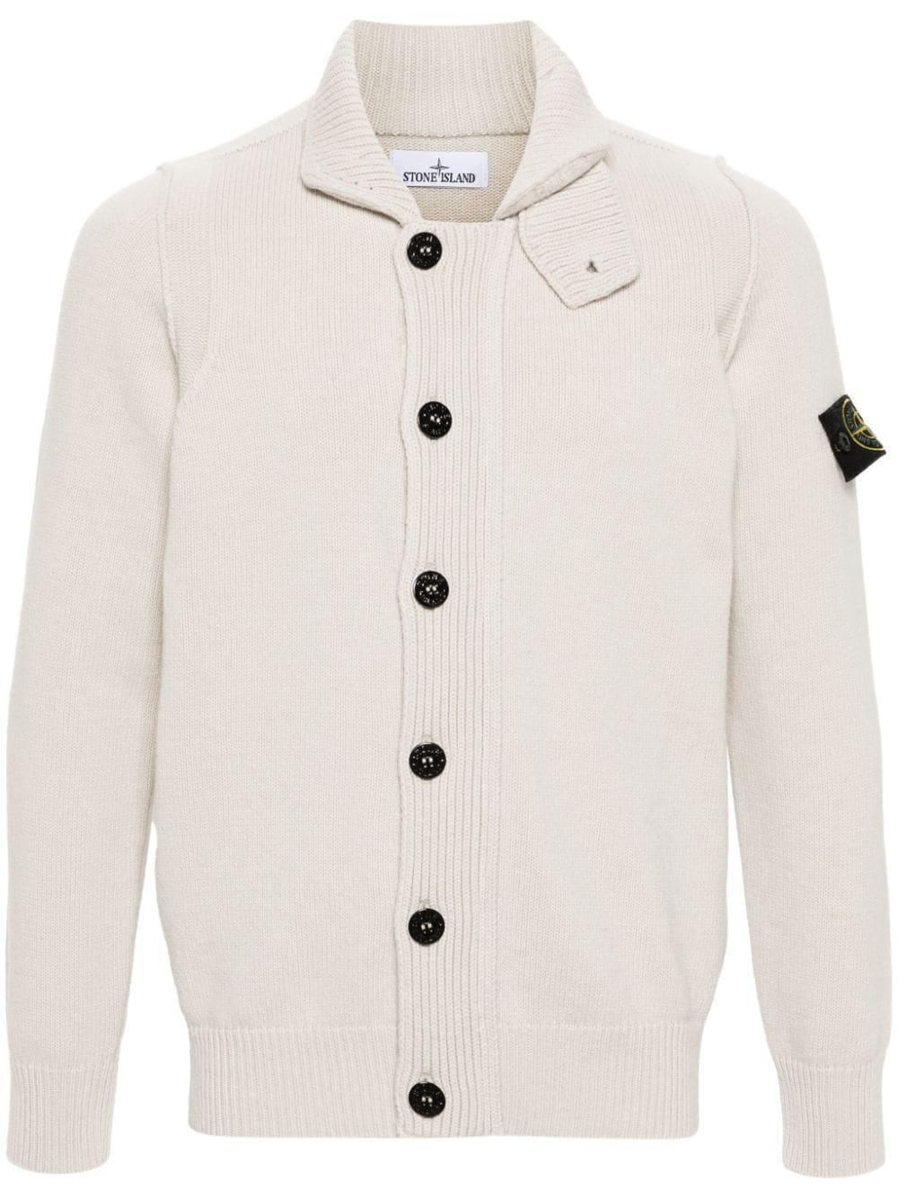 White Wool Cardigan Men Product Image