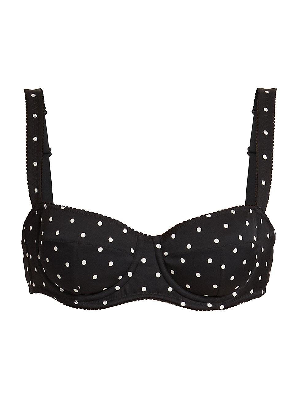 Womens Polka-Dot Silk-Blend Balconette Bra Product Image