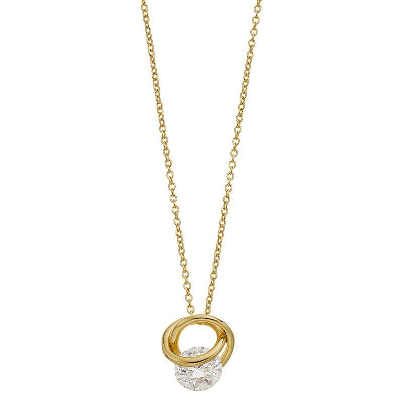 Stella Valentino 14k Gold Over Silver 1 1/5 Carat T.W. Lab-Created Moissanite Double Eternity Circle Love Knot Pendant Necklace, Womens Gold Tone Product Image