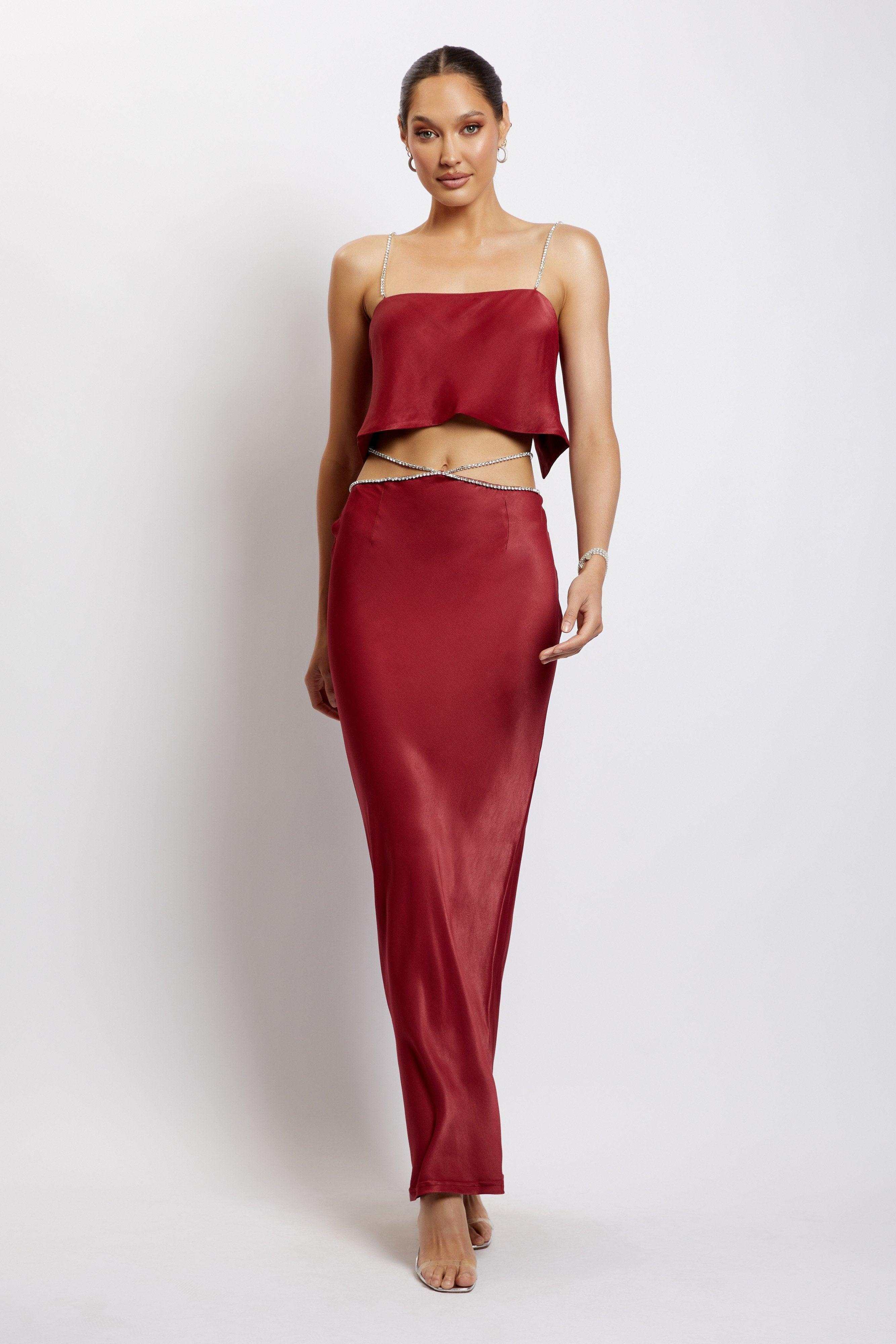 Dayana Diamante Maxi Skirt - Wine Product Image