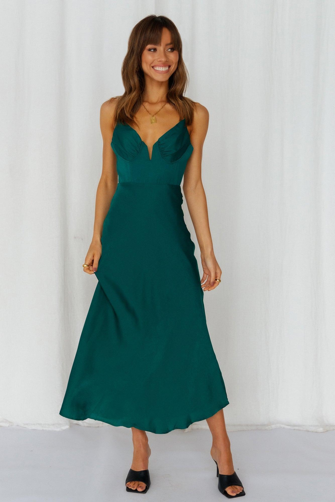 No Missing Kisses Midi Dress Forest Green Product Image