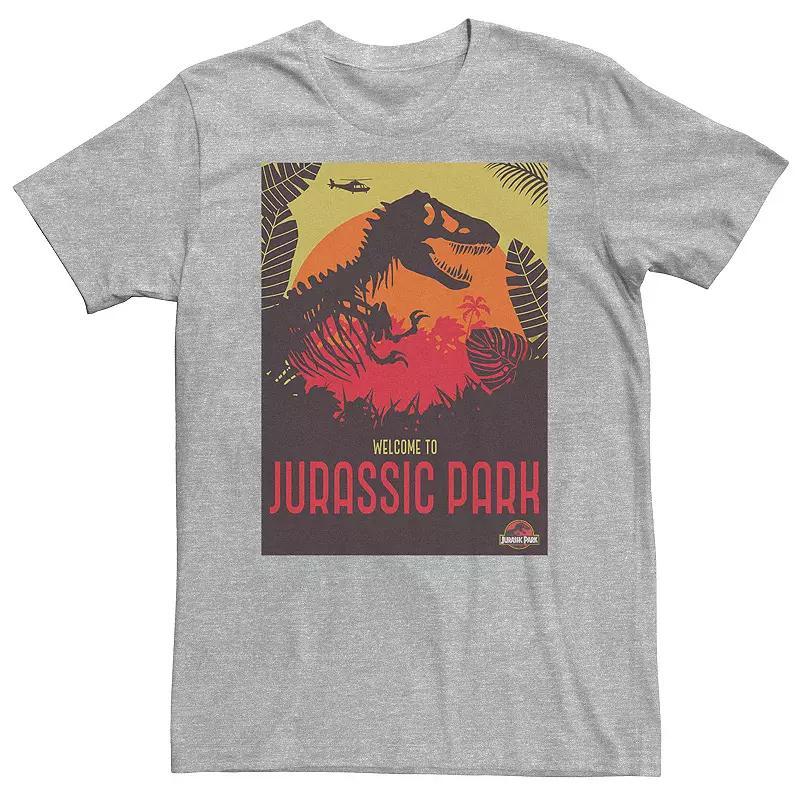 Big & Tall Jurassic Park Welcome T-Rex Sunset Tee, Mens Athletic Grey Product Image