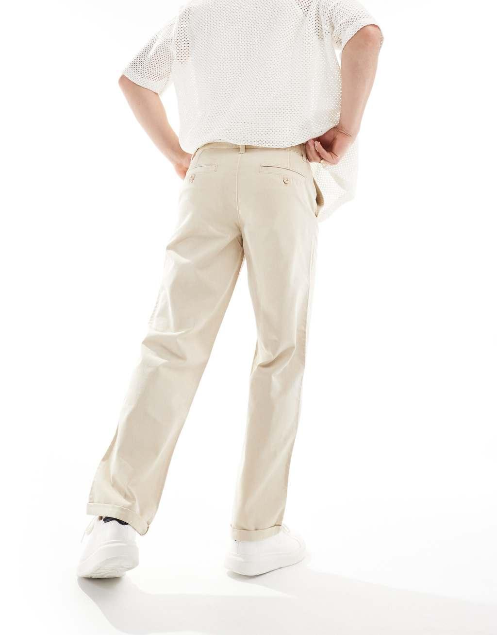 ASOS DESIGN relaxed chinos in washed ecru Product Image