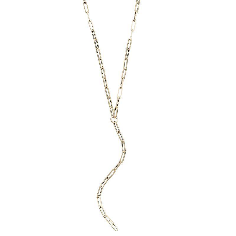 14k Gold Paperclip Chain Y Necklace, Womens Product Image