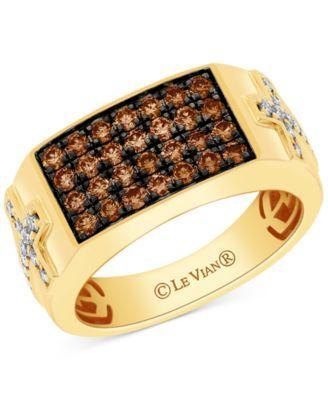 Le Vian Mens Chocolate Diamond (7/8 ct. t.w.) & Nude Diamond (3/8 ct. t.w.) Cross Cluster Ring in 14k Gold Product Image