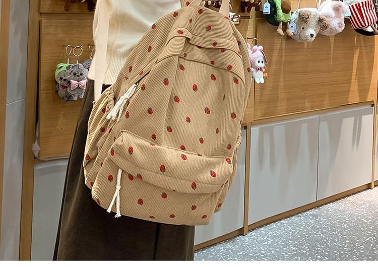 Strawberry Print Multi-Pocket Backpack Product Image