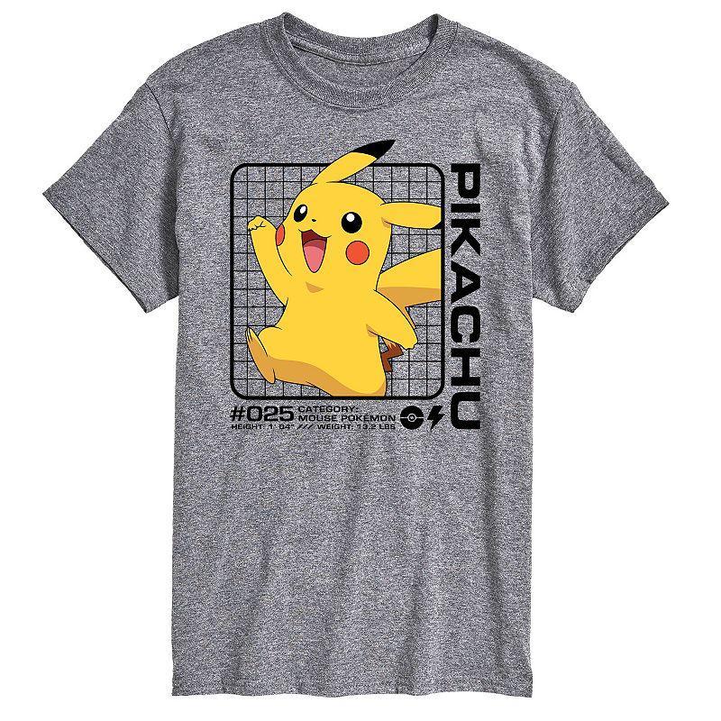 Big & Tall Pokemon Pikachus Stats Graphic Tee, Mens White Product Image