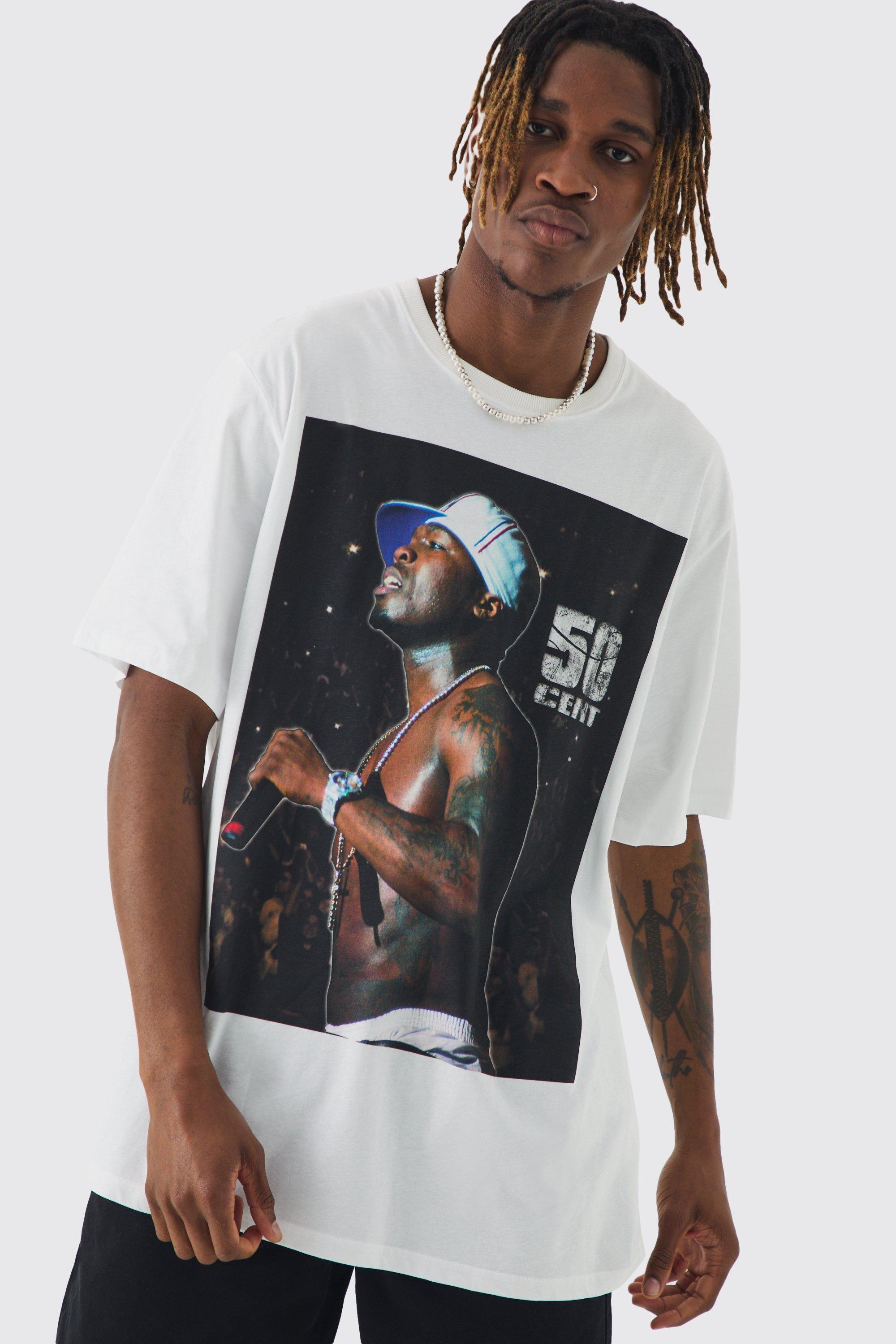 Tall Oversized 50 Cent License Print T-shirt | boohooMAN USA Product Image