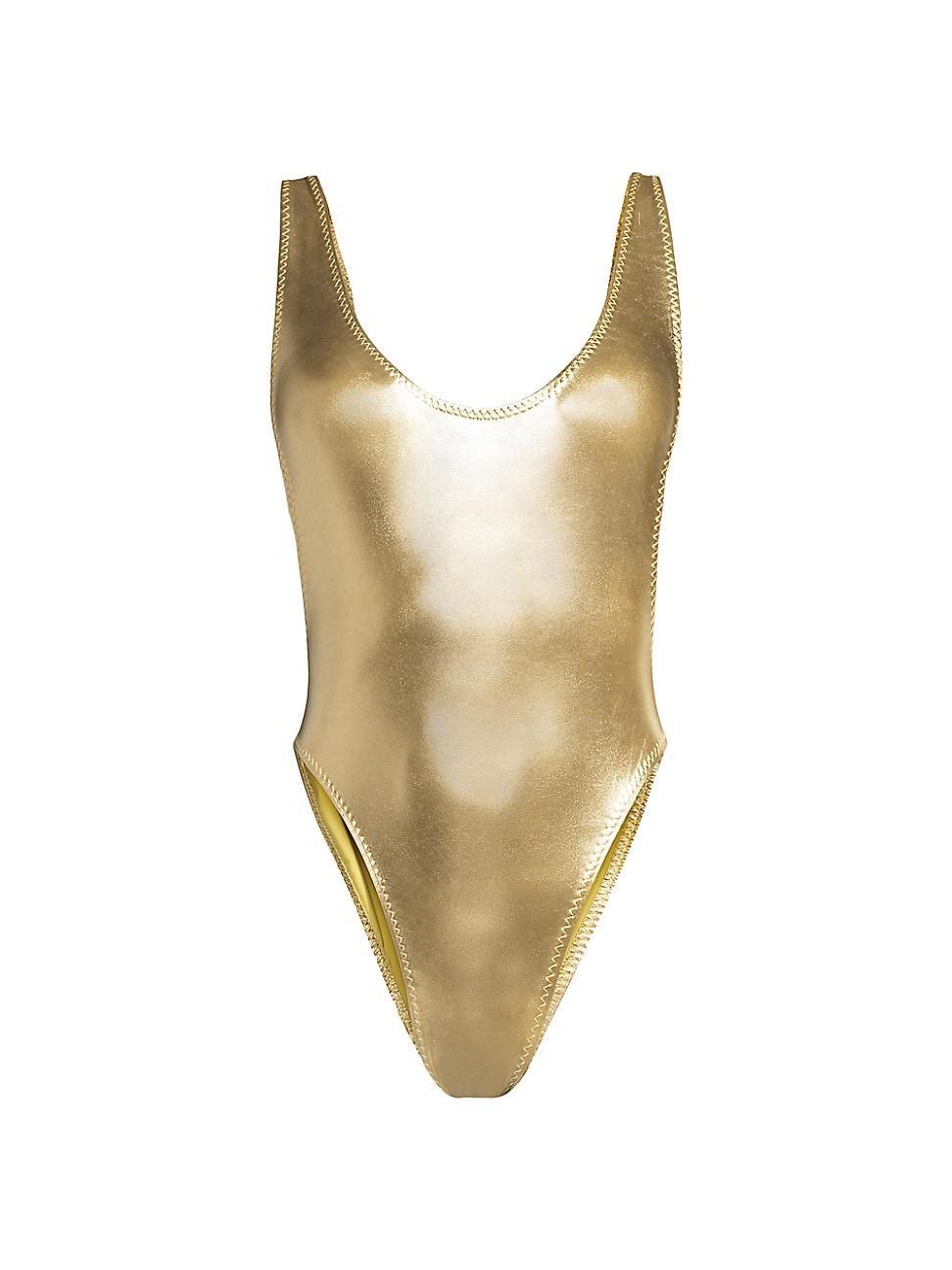 Norma Kamali Marissa Swimsuit Metallic Gold. (also in M). Product Image