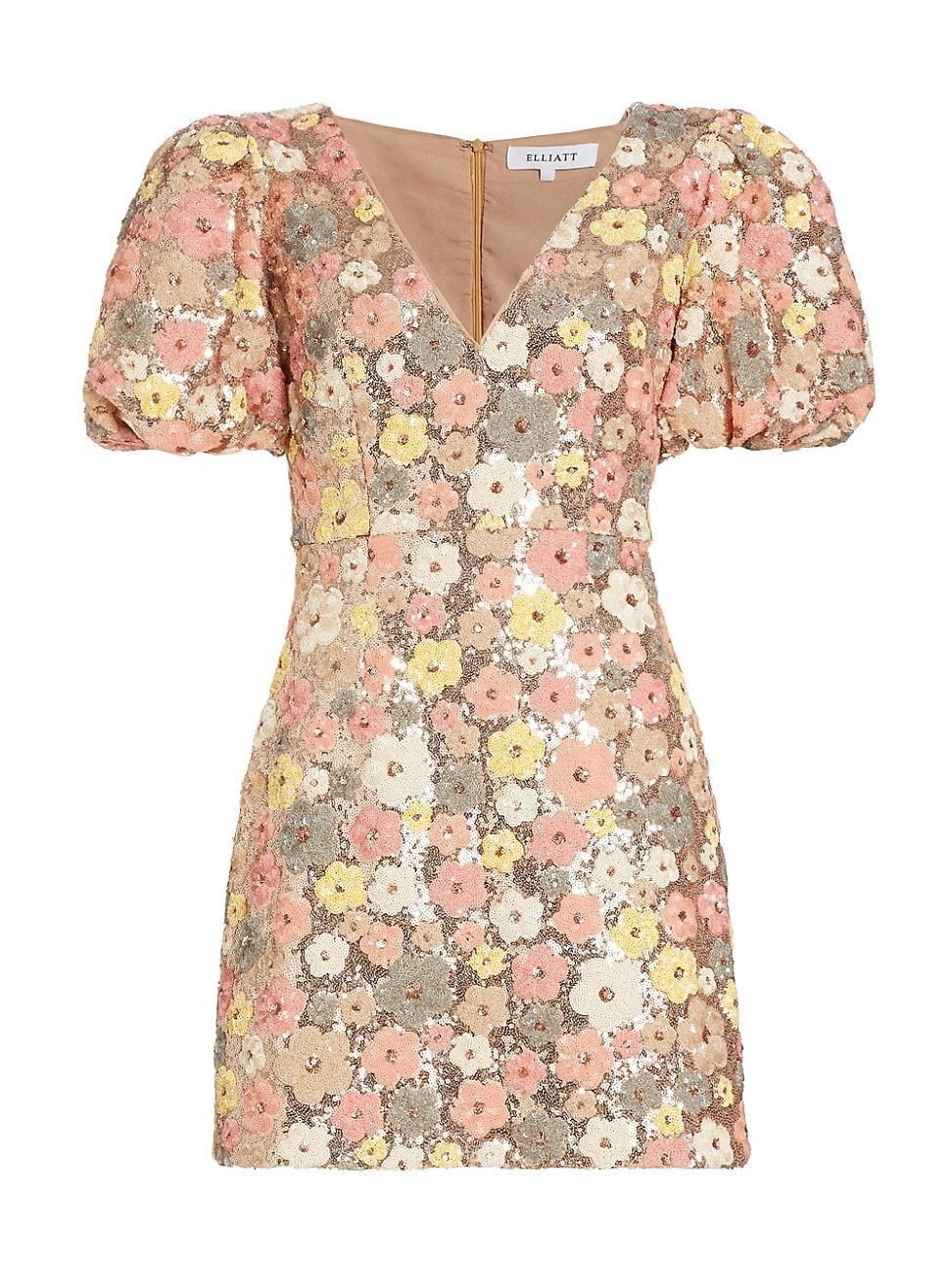 Womens Garden Sequin Floral Dress product image