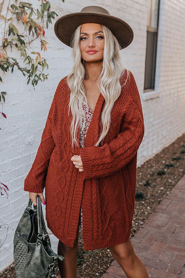 Iced Coffee Life Knit Cardigan In Rust Product Image