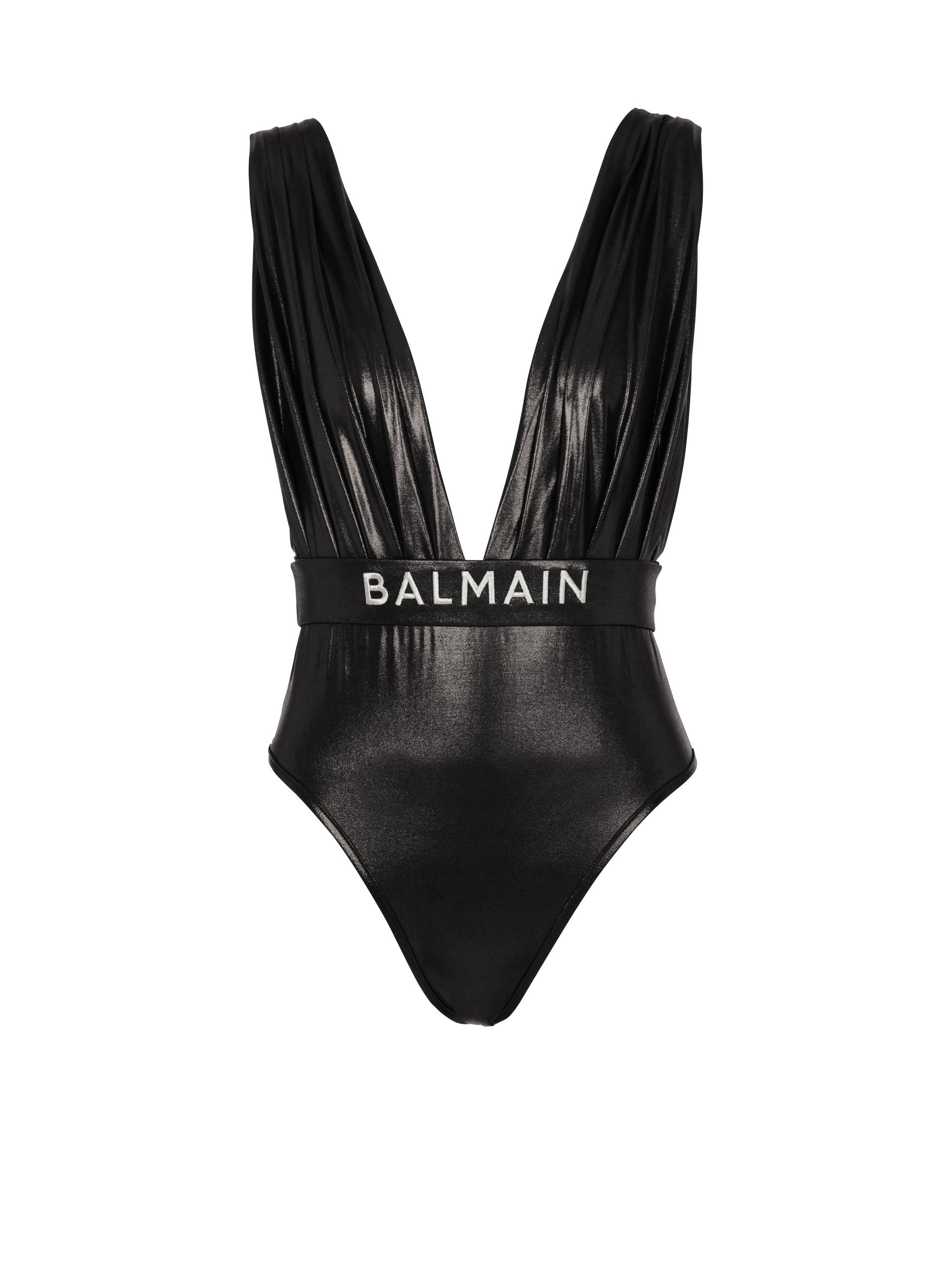 Draped one-piece swimsuit with belt Product Image