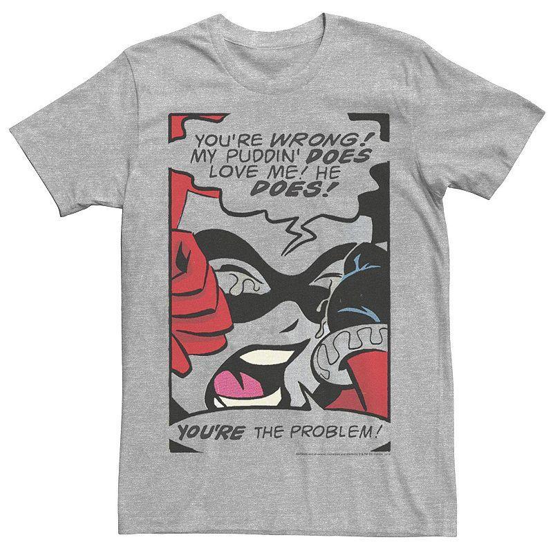 Mens DC Comics Harley Quinn Crying Comic Tee Athletic Grey Product Image