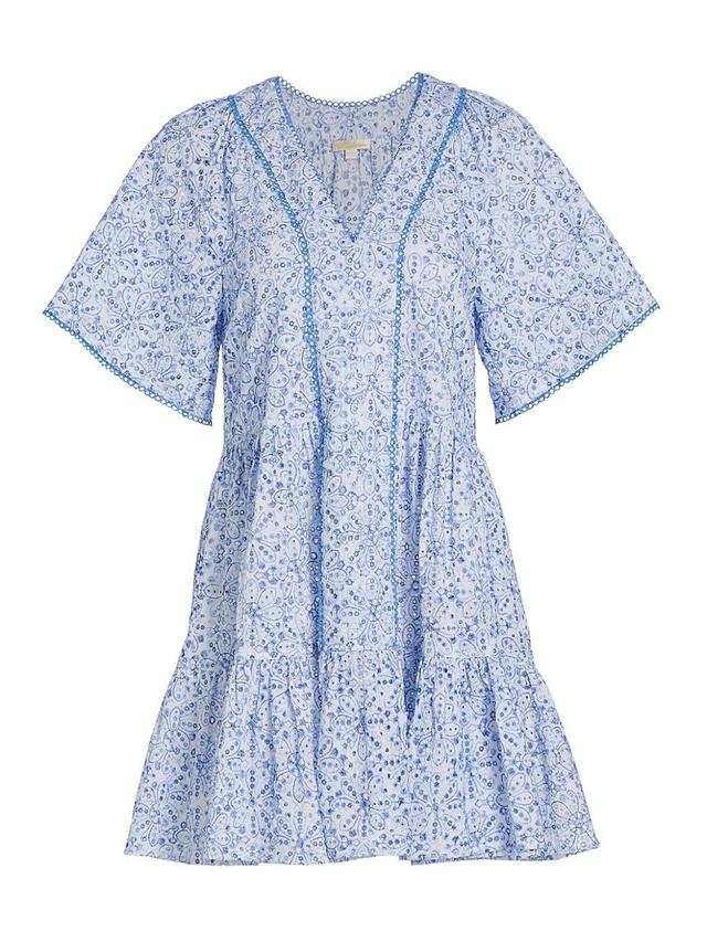 Womens Tiered Broderie Anglaise Short-Sleeve Minidress Product Image