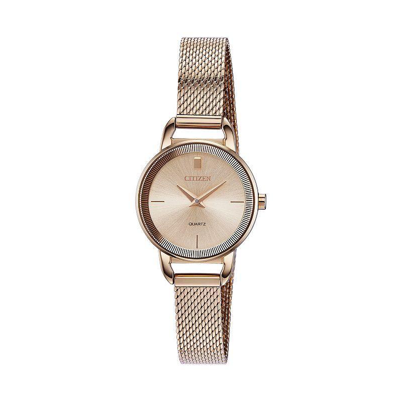 Citizen Womens Rose Gold Tone Stainless Steel Mesh Watch - EZ7003-51X Pink Tone Product Image