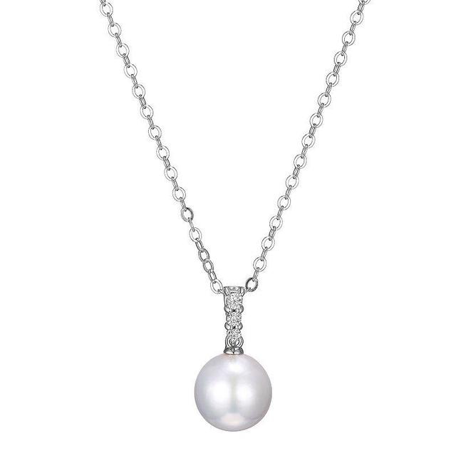 Maralux Sterling Silver Freshwater Cultured Pearl & Diamond Accent Drop Pendant Necklace, Womens Product Image