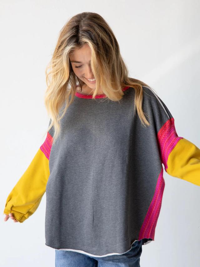 Knit Trim Sweatshirt - Grey Product Image