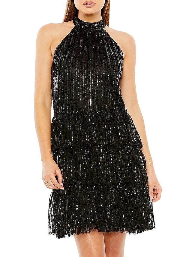 Womens Tiered Sequined Minidress Product Image