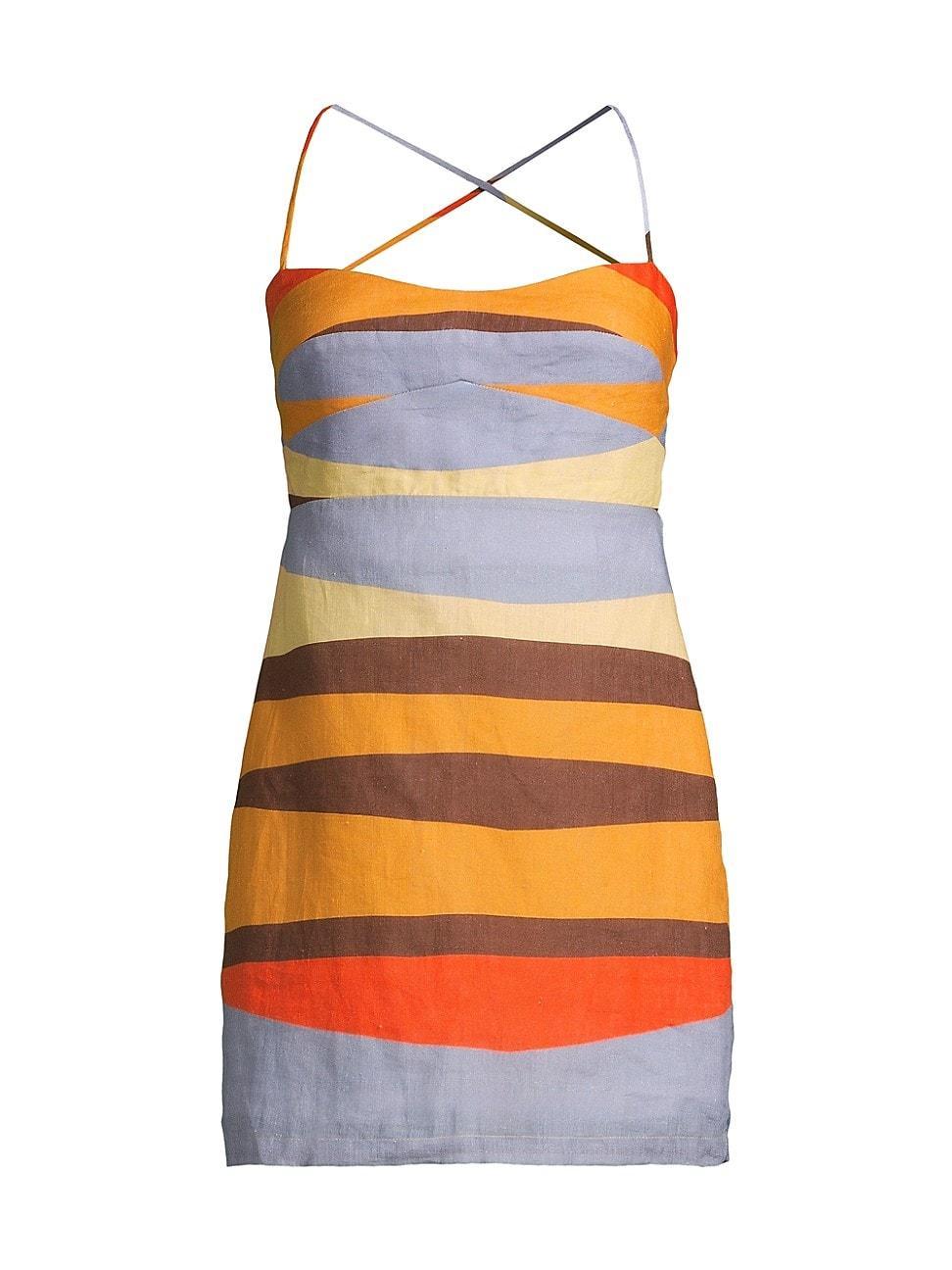 Womens Sonne Tere Linen Crisscrossed-Back Minidress Product Image