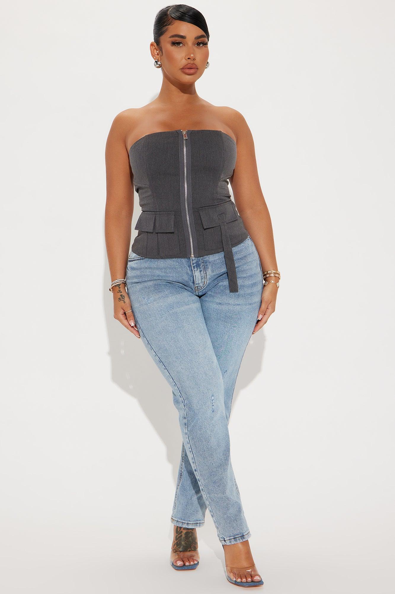 Business Chic Corset Top - Charcoal Product Image