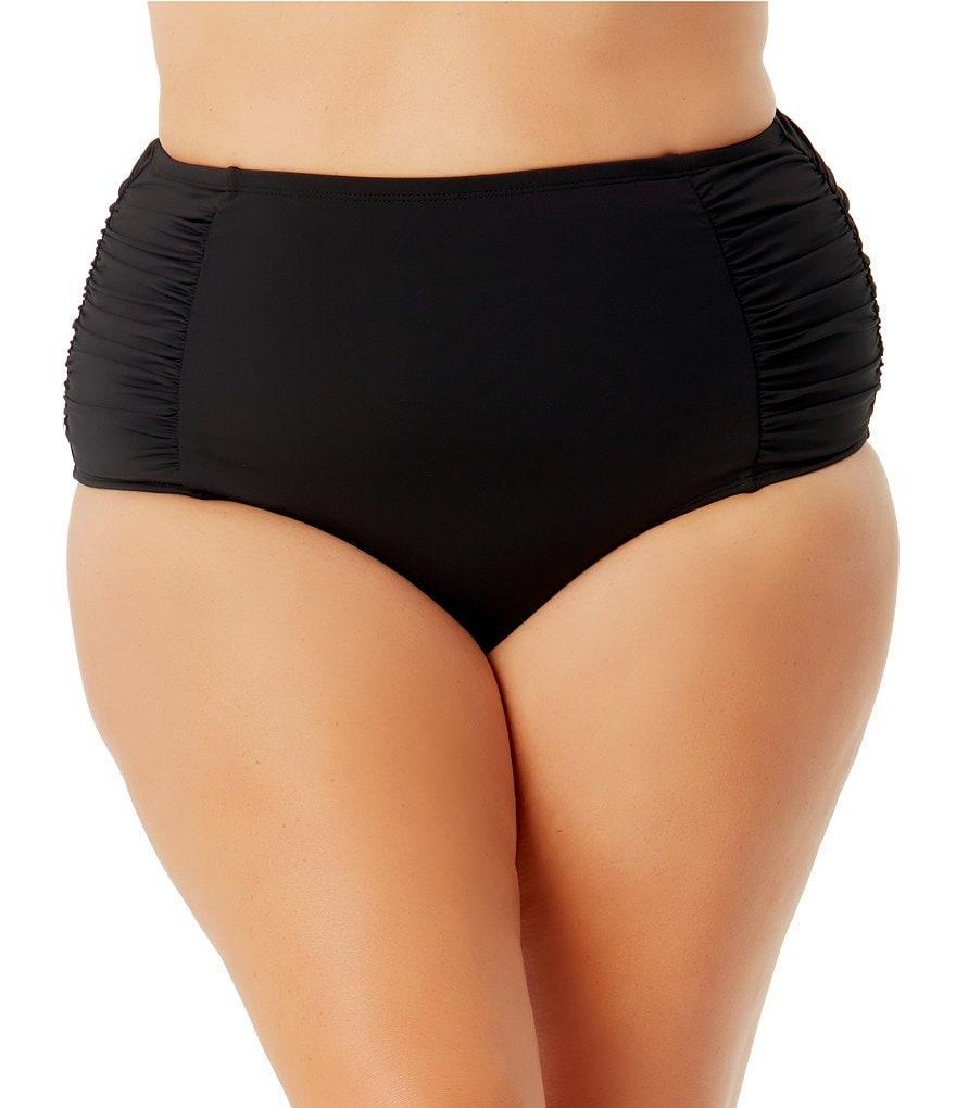 Anne Cole Plus Size Live In Color High Waisted Shirred Swim Bottom Product Image