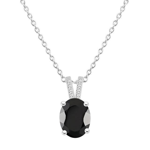 Alyson Layne Sterling Silver Oval Black Onyx Diamond Accent Pendant Necklace, Womens Product Image