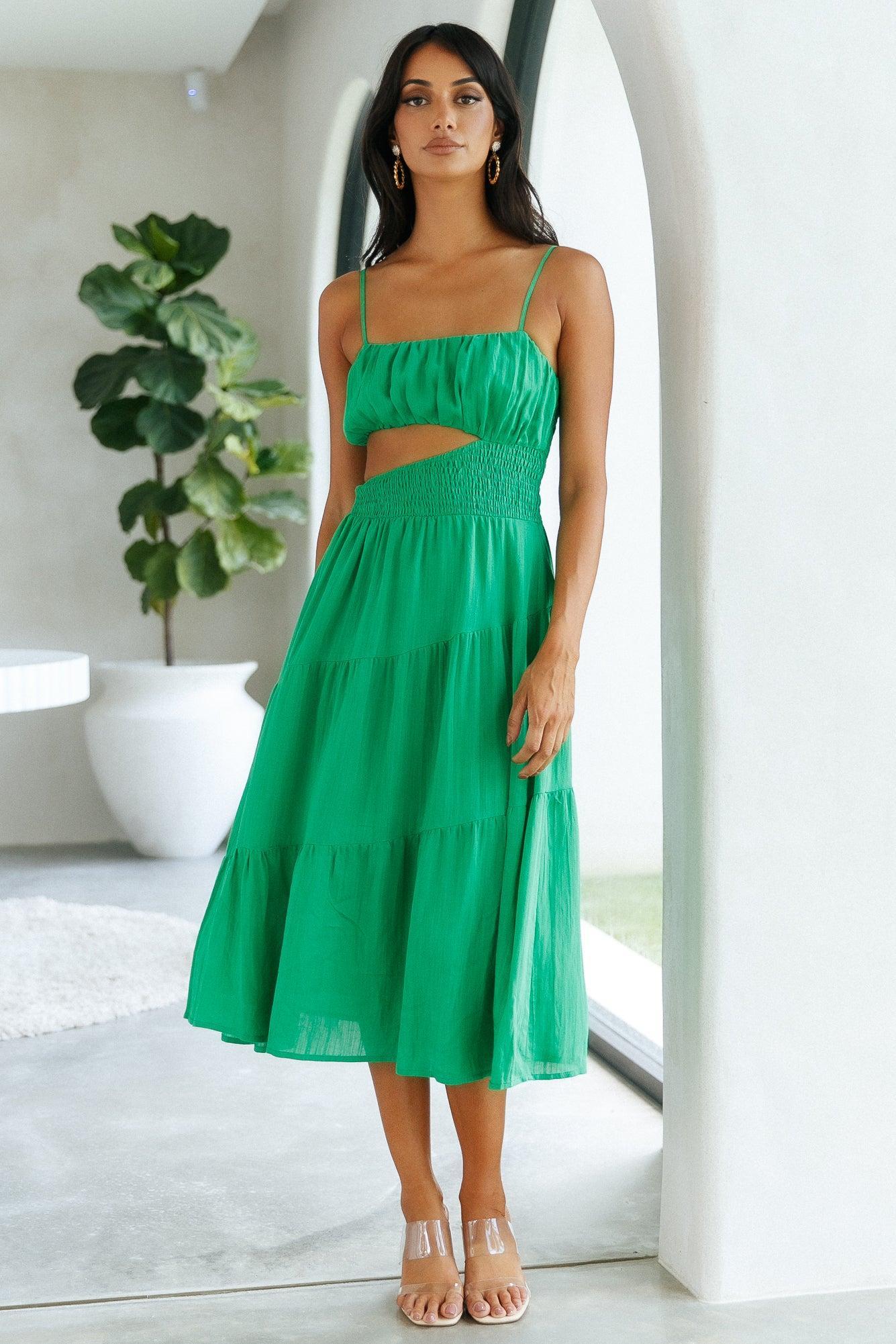 Get Lost In Your Eyes Midi Dress Green Product Image