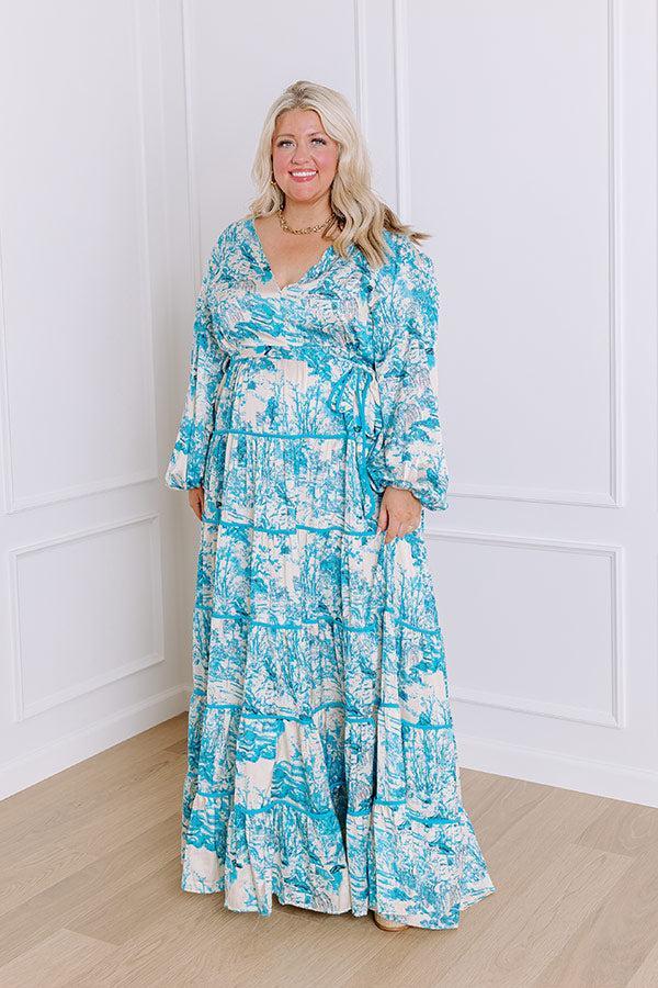 Chateau Chic Tiered Maxi Dress in Sky Blue Curves Product Image