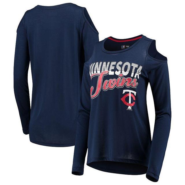 Womens G-III 4Her by Carl Banks Minnesota Twins Crackerjack Cold Shoulder Long Sleeve T-Shirt Blue Product Image