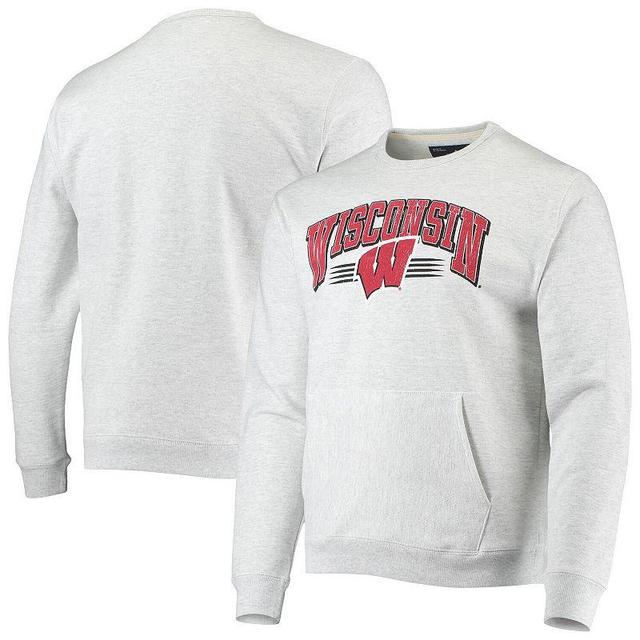 Mens League Collegiate Wear Heathered Gray Wisconsin Badgers Upperclassman Pocket Pullover Sweatshirt Product Image