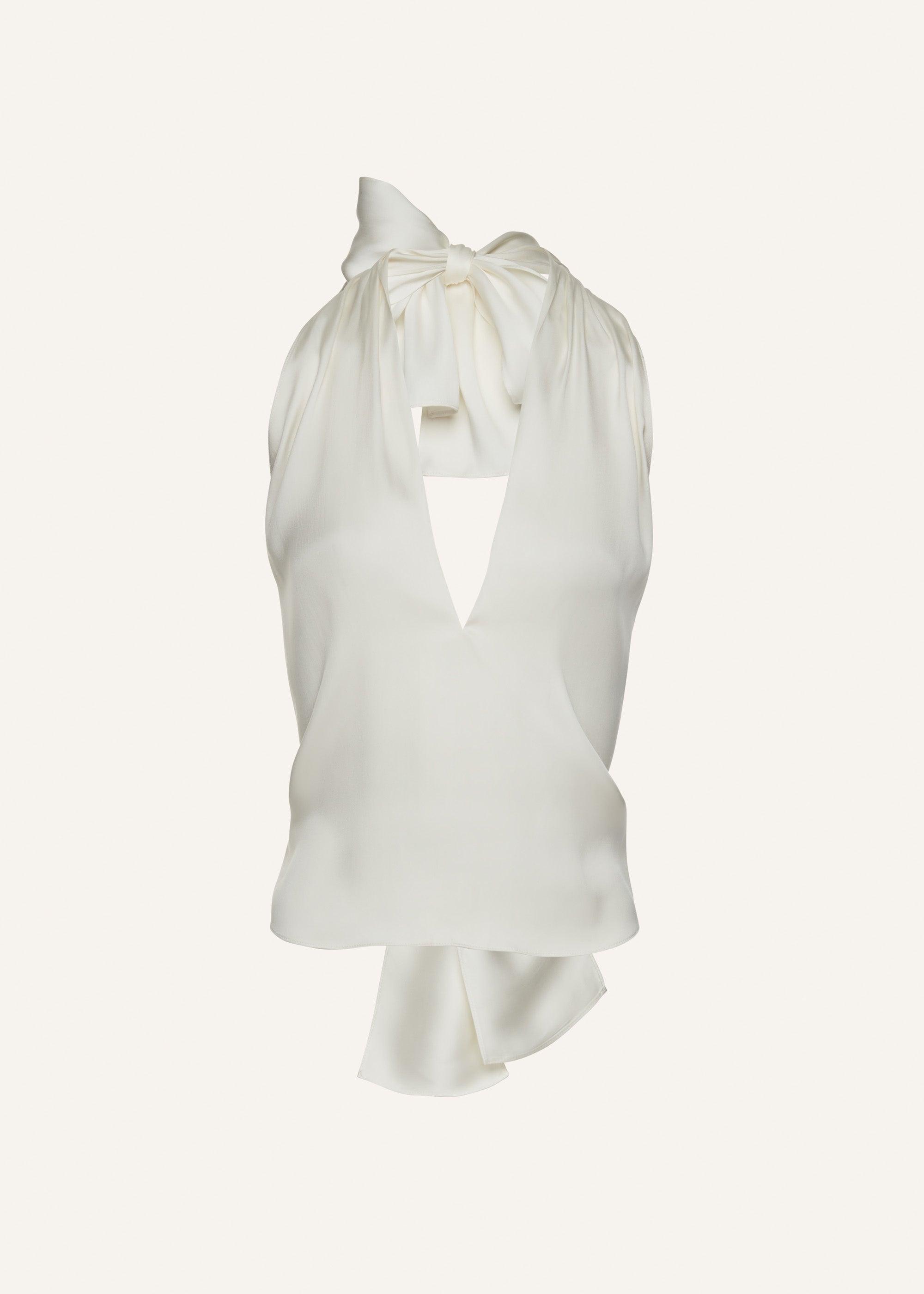 Silk halter top in cream Product Image