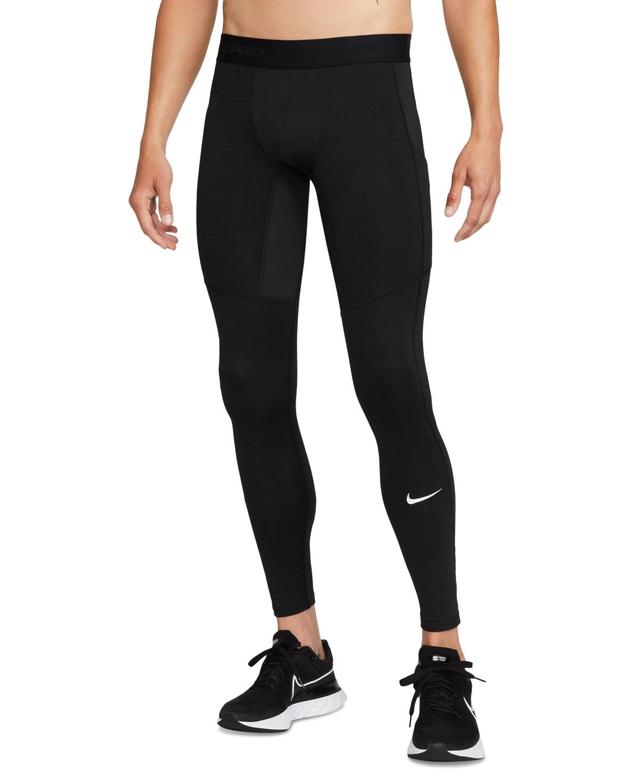 Nike Mens Pro Warm Slim-Fit Dri-fit Fitness Tights - Smoke Grey Product Image