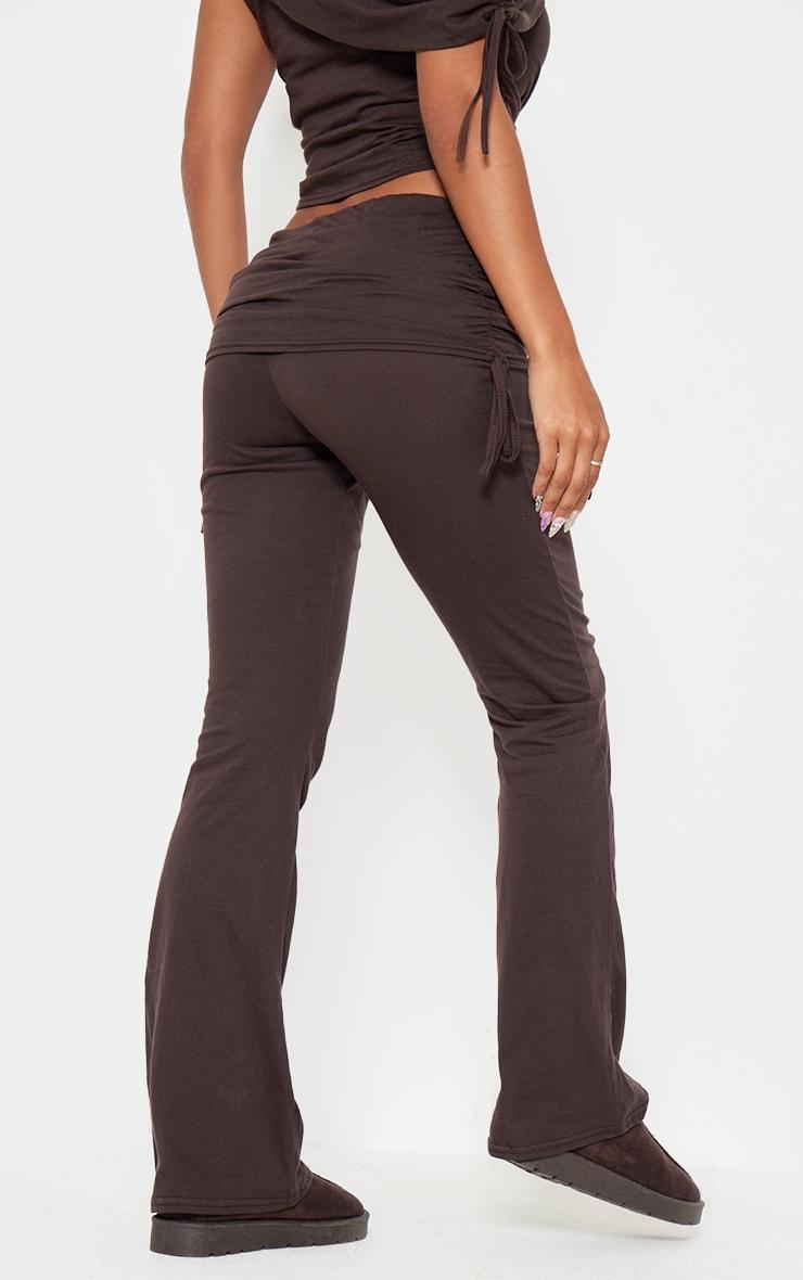 Dark Brown Foldover Flared Leggings Product Image