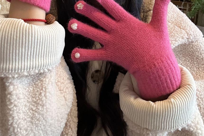 Beaded Knit Gloves Product Image